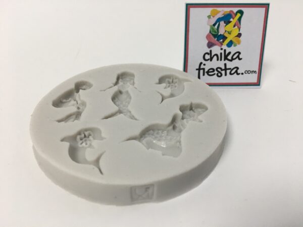 Molde de Silicon de mini sirenas con delfines modelos diferentes