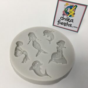 Molde de Silicon de mini sirenas con delfines modelos diferentes