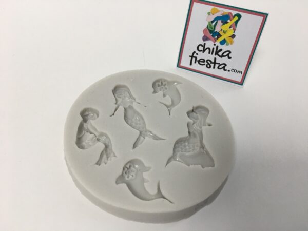 Molde de Silicon de mini sirenas con delfines modelos diferentes